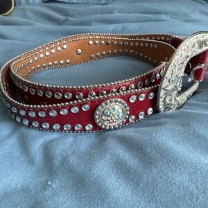 Blazin Roxx Burgundy and Silver Embellished Belt